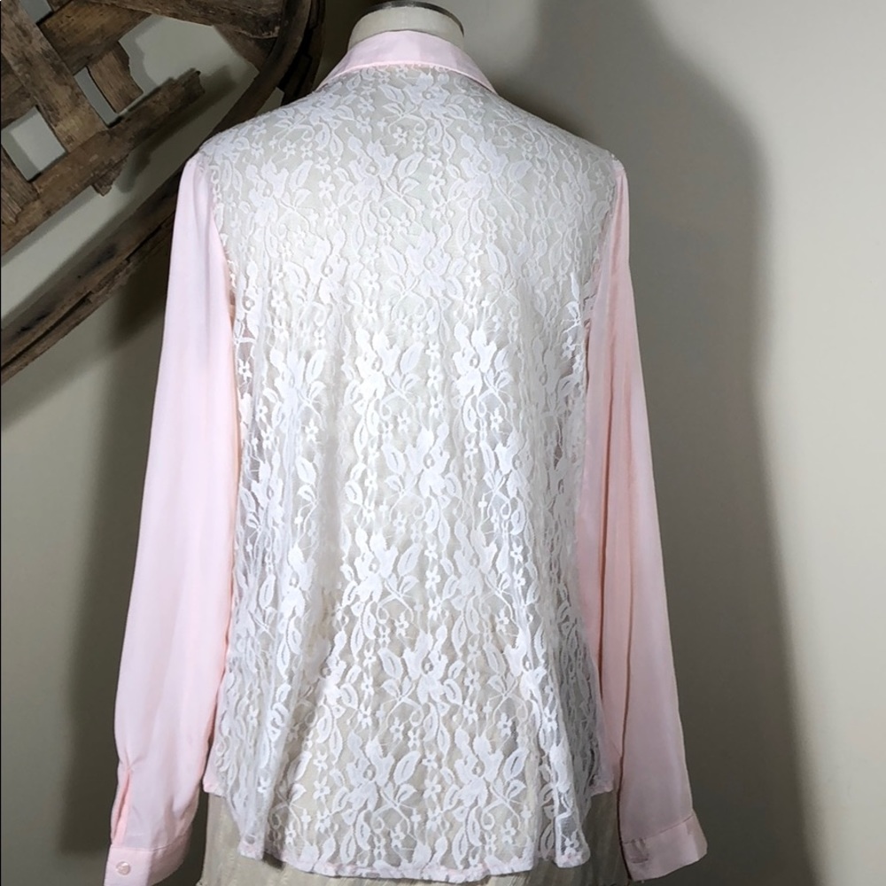 Charlotte Russe pale pink lace-back blouse